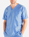 Men's 3 Pocket Scrub Top in ceil-blue