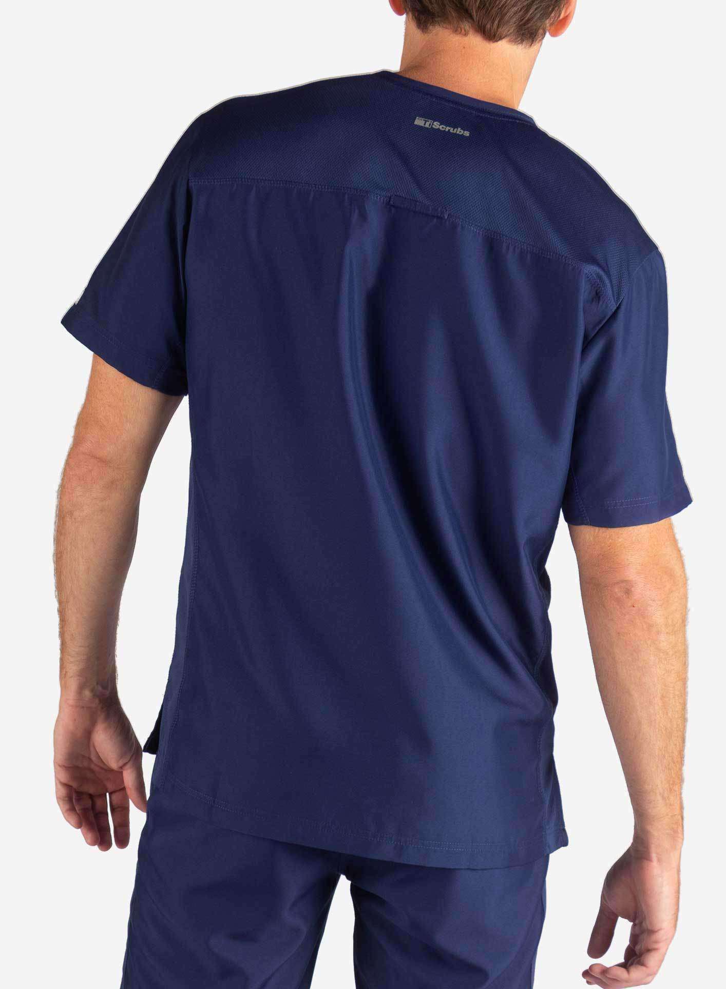 Men&#39;s 3 Pocket Scrub Top in navy-blue