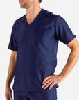 Men's 3 Pocket Scrub Top in navy-blue