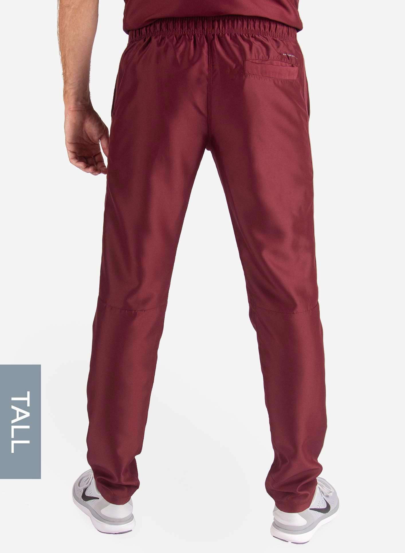 Men&#39;s Tall Slim Fit Scrub Pants in Bold burgundy  