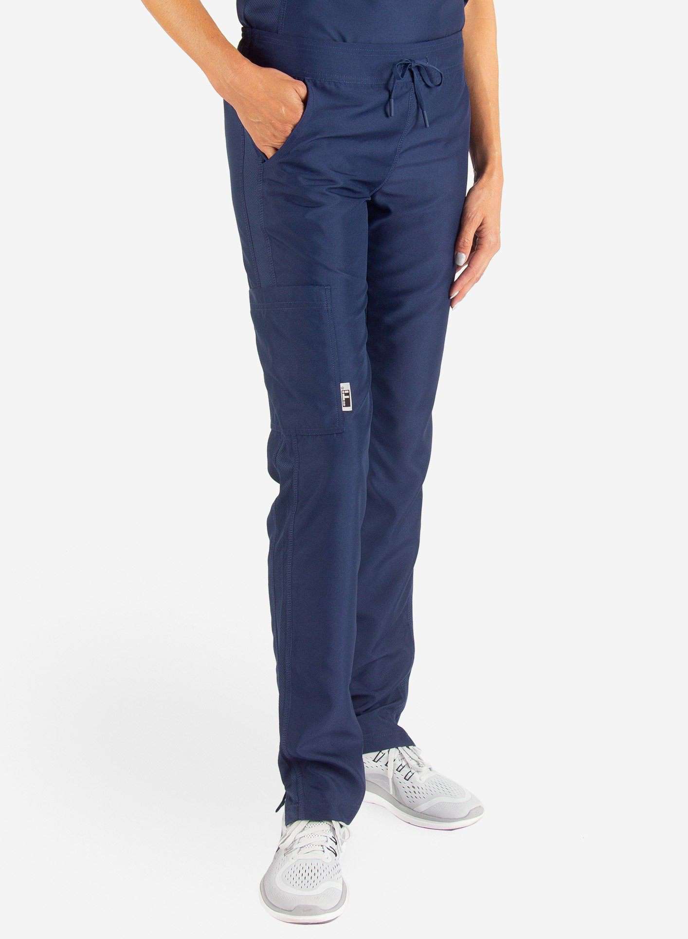 Women&#39;s Slim Fit Scrub Pants in navy-blue