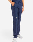 Women's Slim Fit Scrub Pants in navy-blue