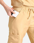 womens Elements cargo pocket straight leg scrub pants khaki