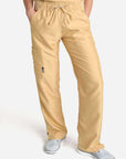 womens Elements cargo pocket straight leg scrub pants khaki