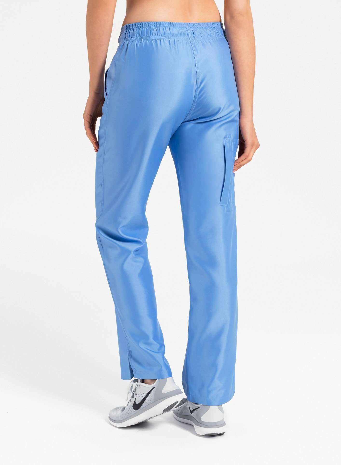 womens Elements cargo pocket straight leg scrub pants ceil-blue