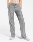 womens Elements cargo pocket straight leg scrub pants light grey
