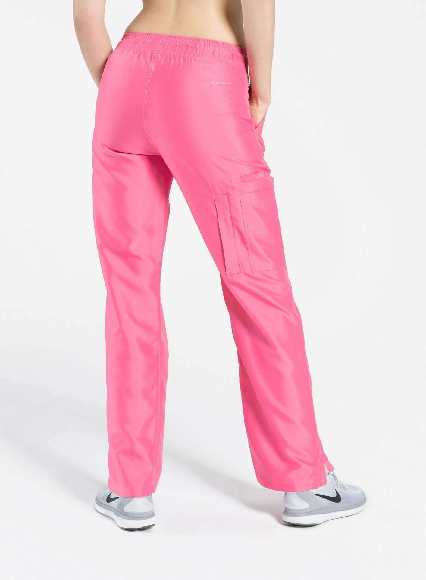 womens Elements cargo pocket straight leg scrub pants pink