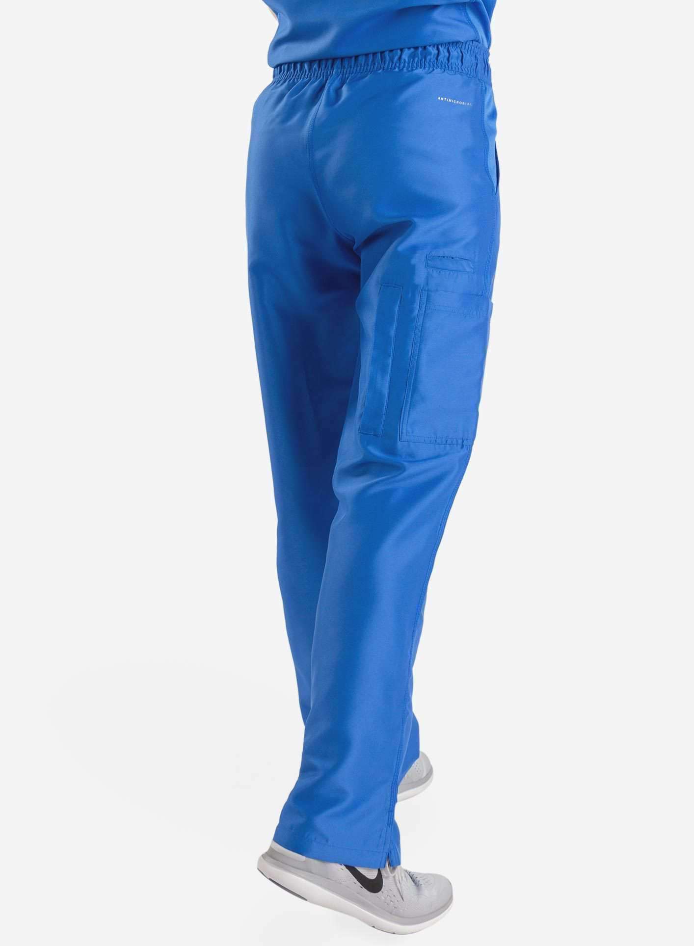 womens Elements cargo pocket straight leg scrub pants royal-blue