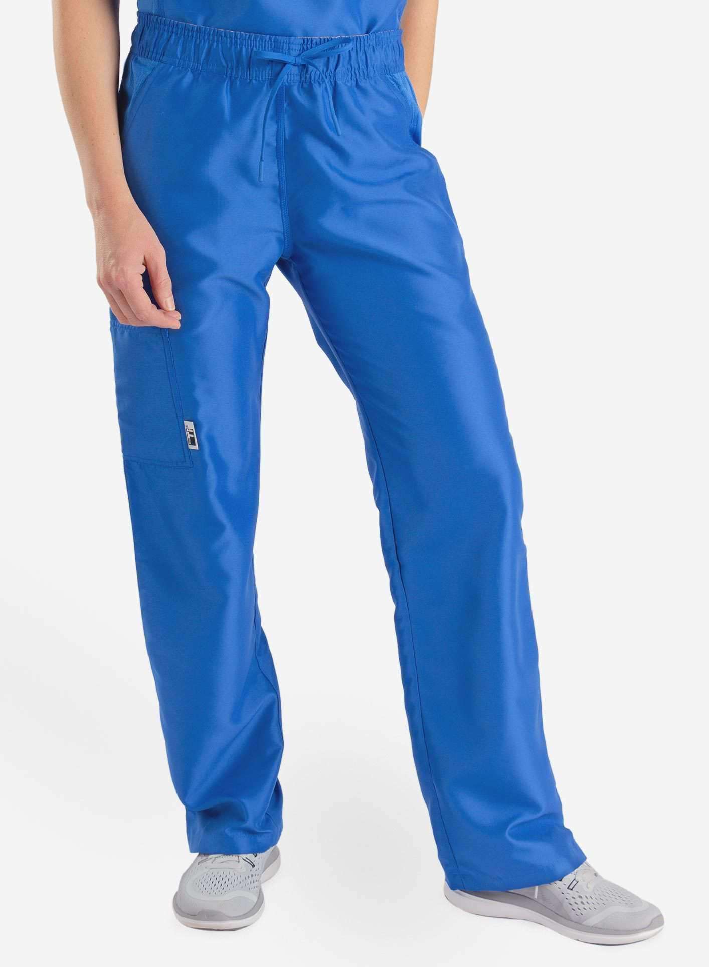 womens Elements cargo pocket straight leg scrub pants royal-blue
