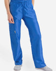 womens Elements cargo pocket straight leg scrub pants royal-blue