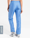 womens short cargo pocket straight leg scrub pants ceil-blue