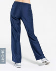 womens short cargo pocket straight leg scrub pants navy-blue