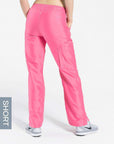 womens short cargo pocket straight leg scrub pants pink Elements back