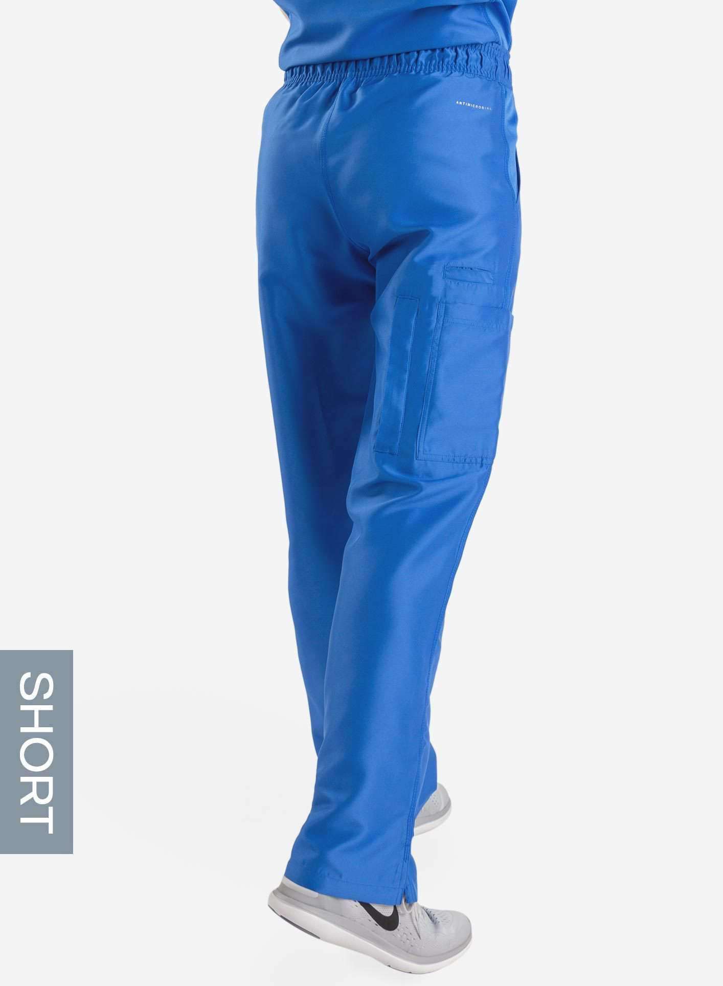 womens short cargo pocket straight leg scrub pants royal-blue 