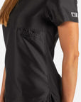 Women's Fitted Scrub Top in Black Side