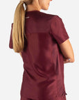 Women's Fitted Scrub Top in Bold burgundy