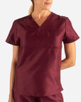 Women's Fitted Scrub Top in Bold burgundy