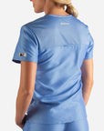 Women's Fitted Scrub Top in ceil-blue