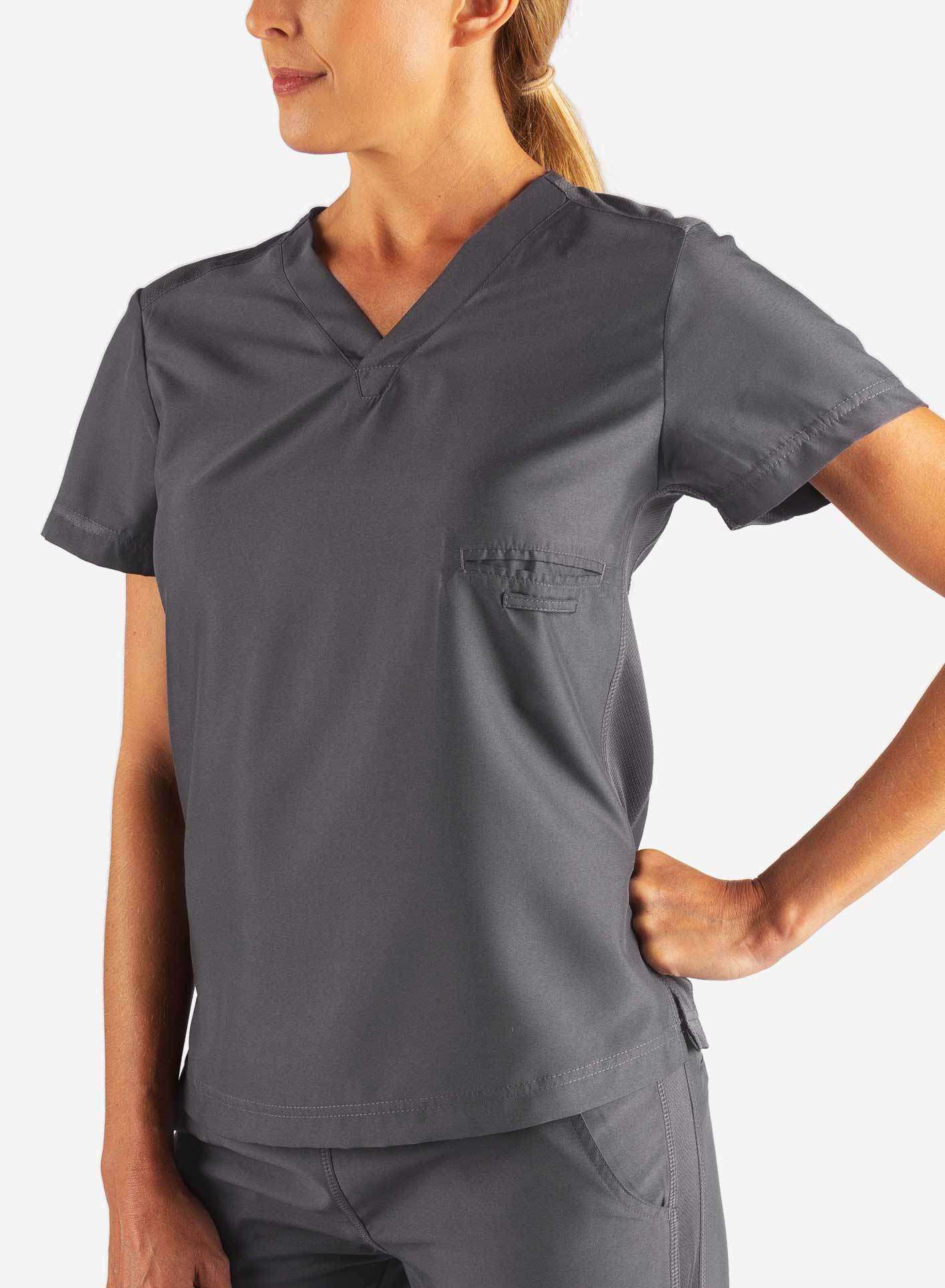 Women's Fitted Scrub Top in Dark gray