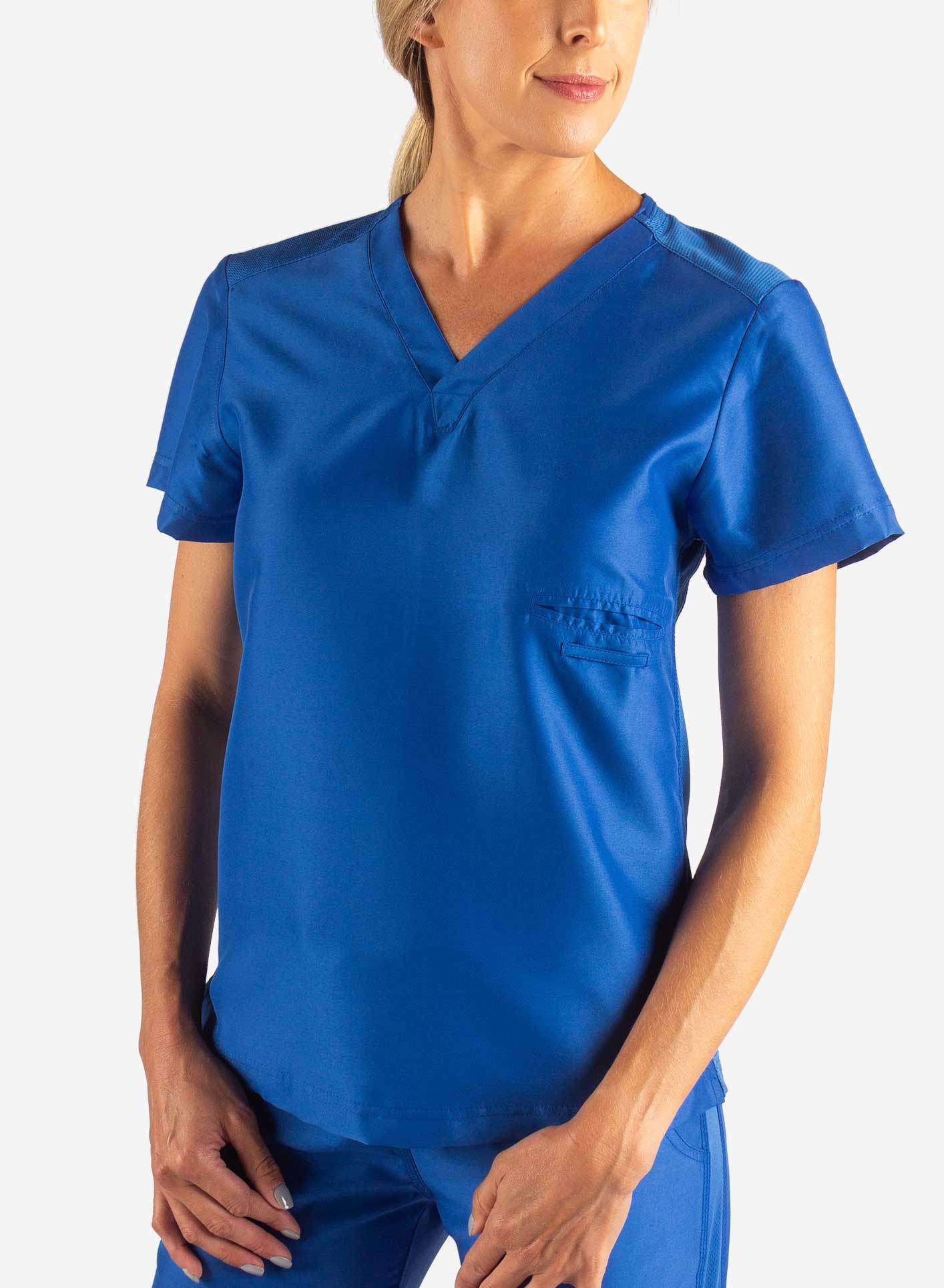 Women&#39;s Fitted Scrub Top in royal-blue