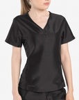 womens Elements short sleeve hidden pocket scrub top black
