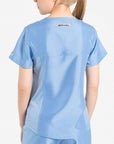 womens Elements short sleeve hidden pocket scrub top ceil-blue