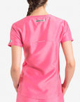 womens Elements short sleeve hidden pocket scrub top pink