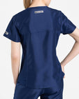 womens Elements short sleeve three pocket scrub top navy-blue