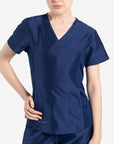 womens Elements short sleeve three pocket scrub top navy-blue