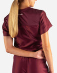 Women's Tuckable Scrub Top in Bold burgundy  