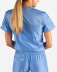 Women's Tuckable Scrub Top in ceil-blue