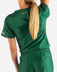 Women's Tuckable Scrub Top in Dark Green Back