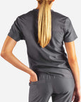 Women's Tuckable Scrub Top in Dark gray