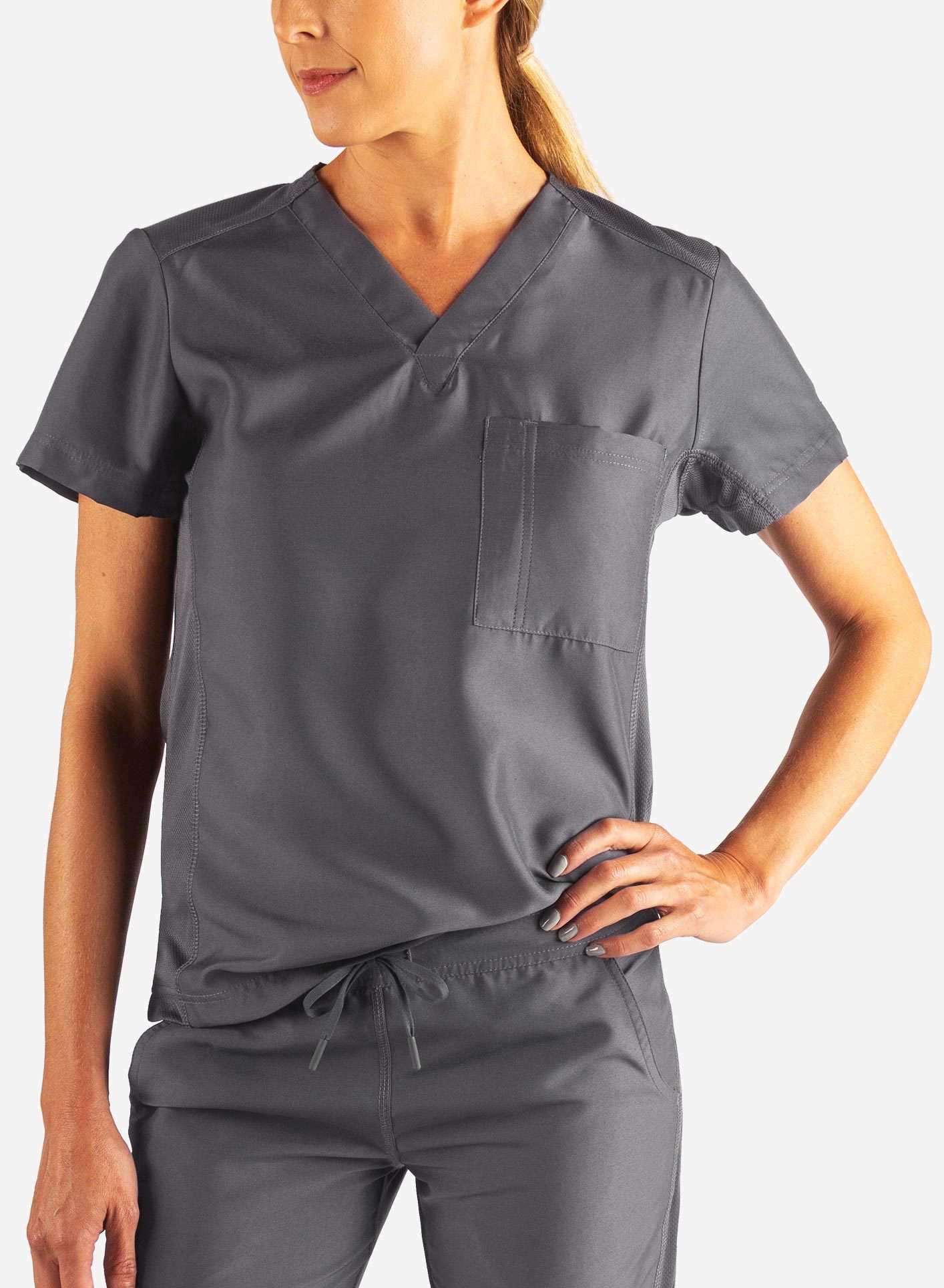 Women's Tuckable Scrub Top in Dark gray