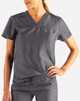 Women's Tuckable Scrub Top in Dark gray