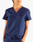 Women's Tuckable Scrub Top in navy-blue