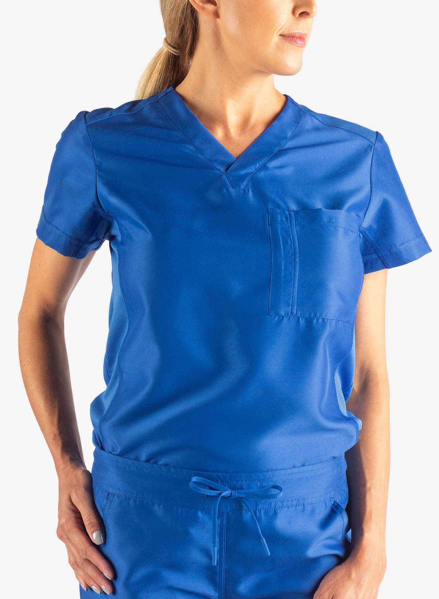 Women's Tuckable Scrub Top in royal-blue