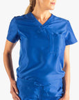 Women's Tuckable Scrub Top in royal-blue