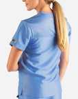 Women's 2 Pocket Scrub Top in ceil-blue