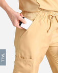 womens tall cargo pocket straight leg scrub pants khaki Elements detail